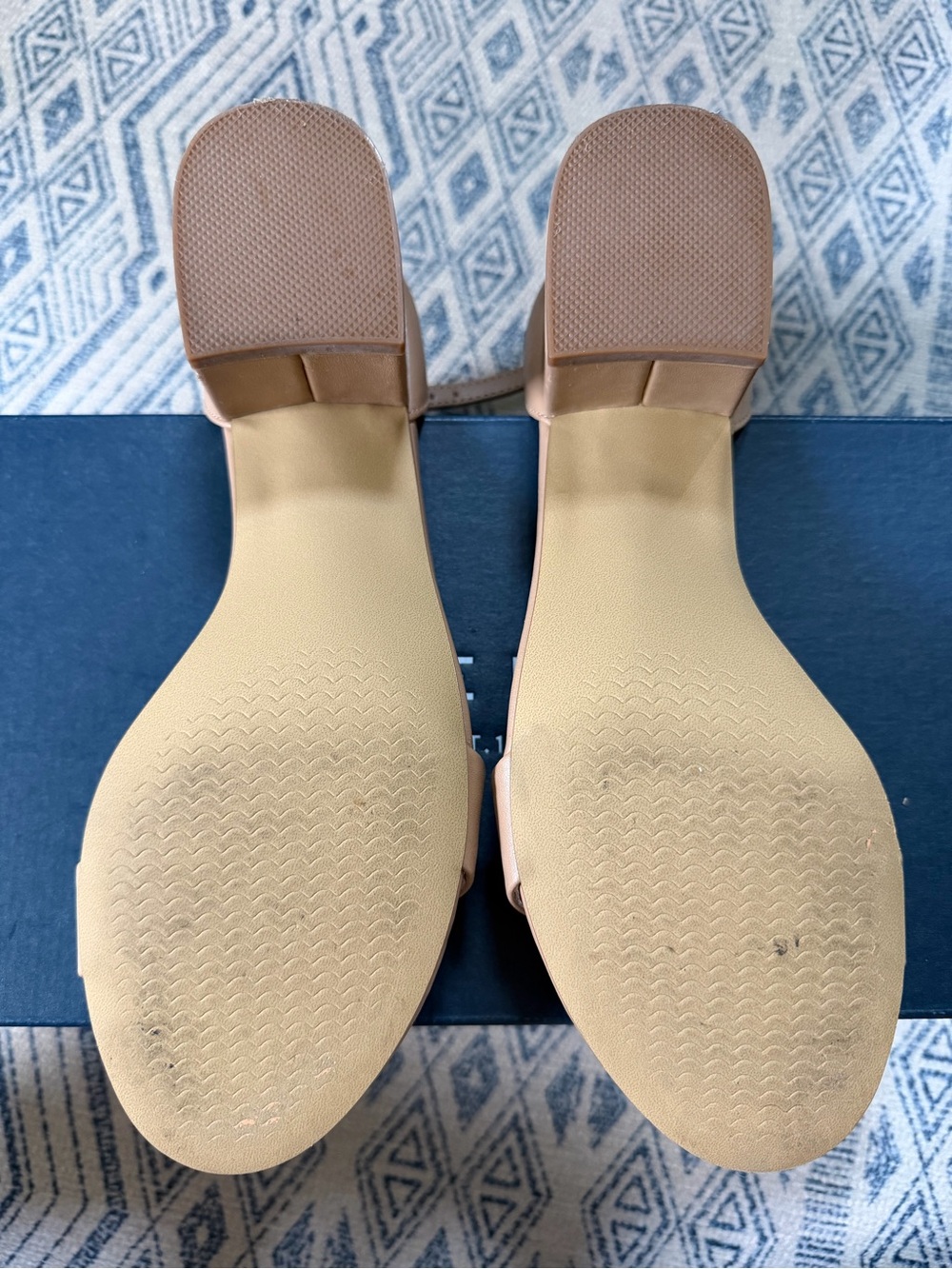 Steve Madden Beige Ankle-Strap Block Heel Sandals - Picture 3 of 7